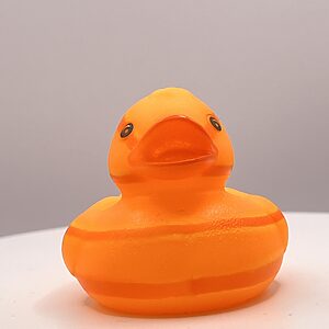 Yellow with Orange Hoops Rubber Ducks