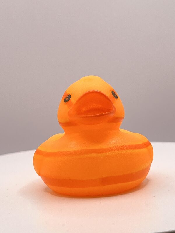 Yellow with Orange Hoops Rubber Ducks