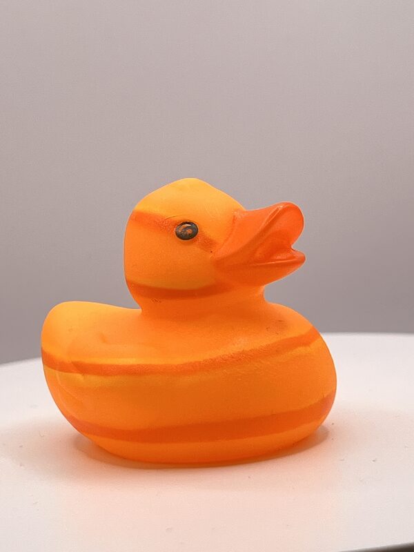 Yellow with Orange Hoops Rubber Ducks - Image 3