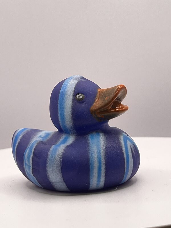 Blue with Light Blue and White Stripes Rubber Ducks - Image 3