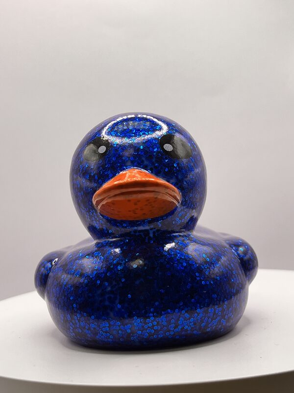Blue Glossy Glitter Rubber Ducks