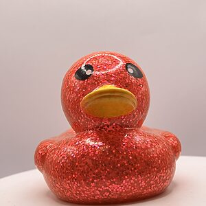 Red Glossy Glitter Rubber Ducks