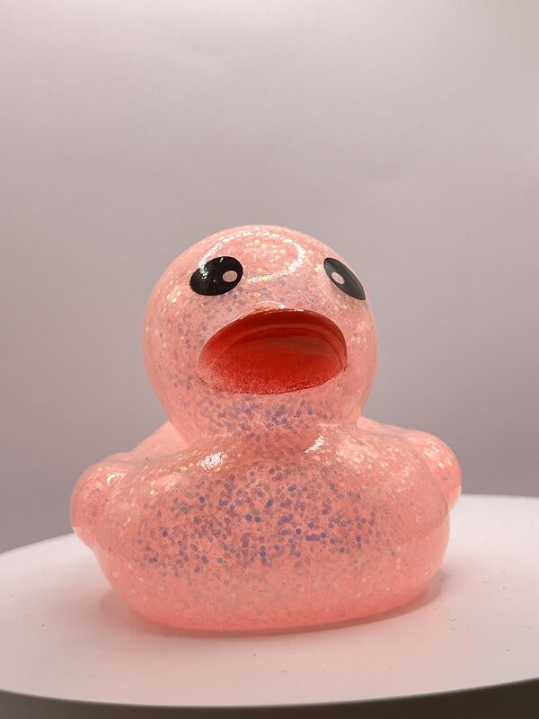 Pink Glossy Glitter Rubber Ducks