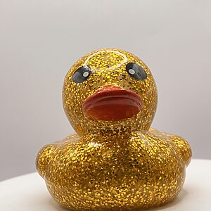 Yellow Glossy Glitter Rubber Ducks