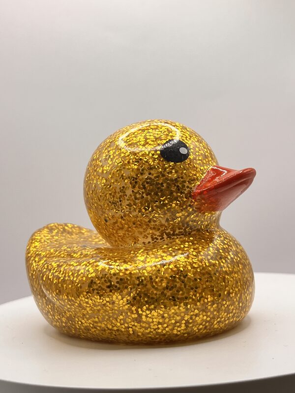 Yellow Glossy Glitter Rubber Ducks - Image 3