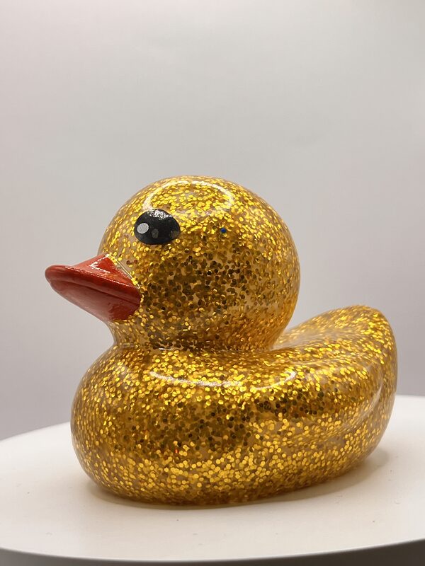 Yellow Glossy Glitter Rubber Ducks - Image 2