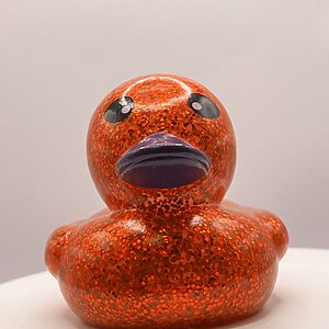 Orange Glossy Glitter Rubber Ducks
