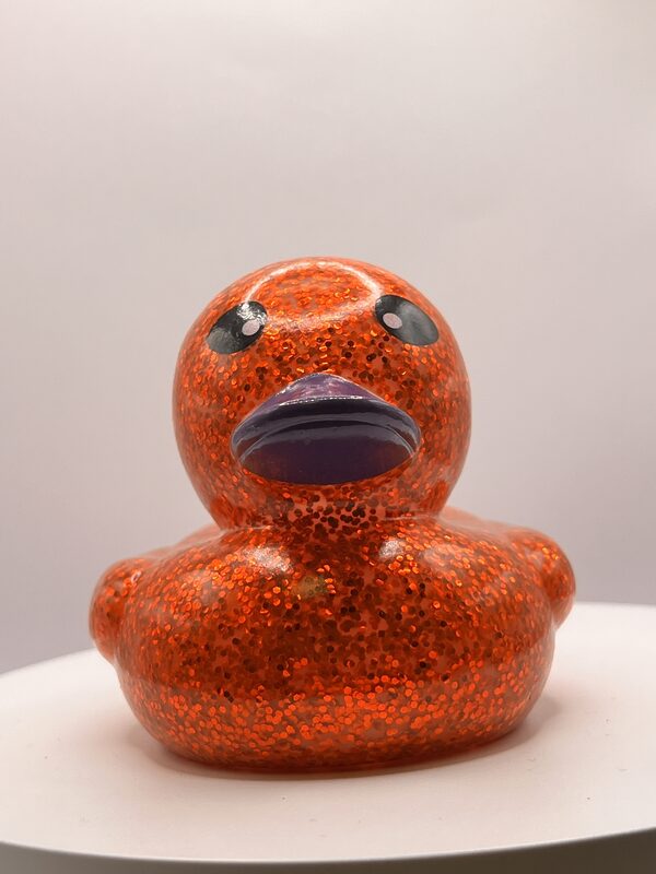 Orange Glossy Glitter Rubber Ducks