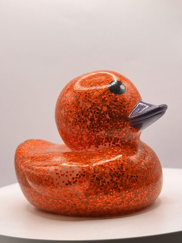 Orange Glossy Glitter Rubber Ducks - Image 3