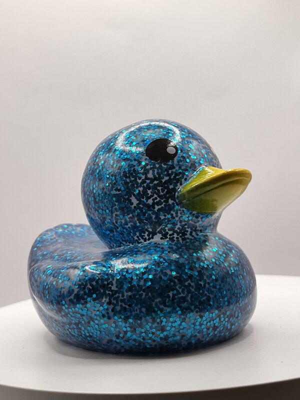 Ligth Blue Glossy Glitter Rubber Ducks - Image 3