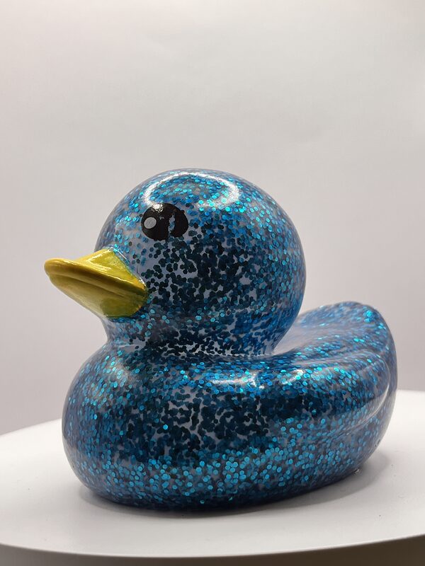Ligth Blue Glossy Glitter Rubber Ducks - Image 2